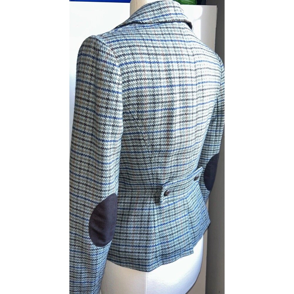 Academia Equestrian Wool Blend Tweed Blazer Jacket Size Small 6-8 Elbow Patches